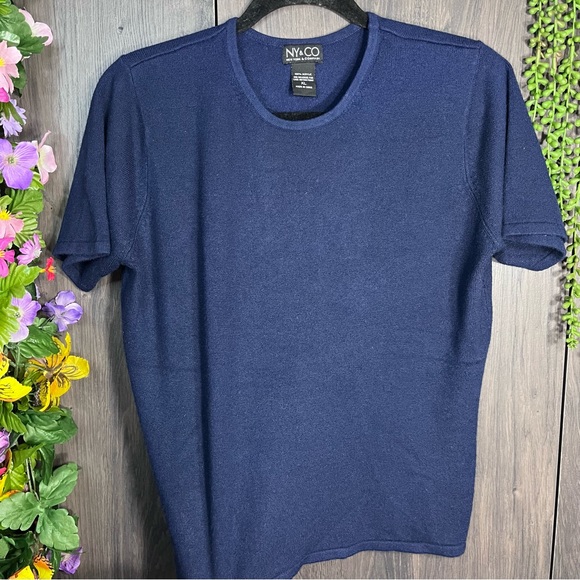 .!🌼3/$30🌼New York & Company Short Sleeve Sweater Top Size XL - Picture 6 of 14